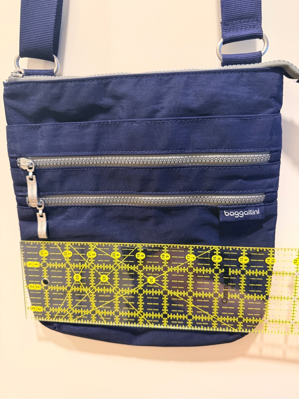 Baggallini Navy Comrade 3-Zipper Crossbody Bag